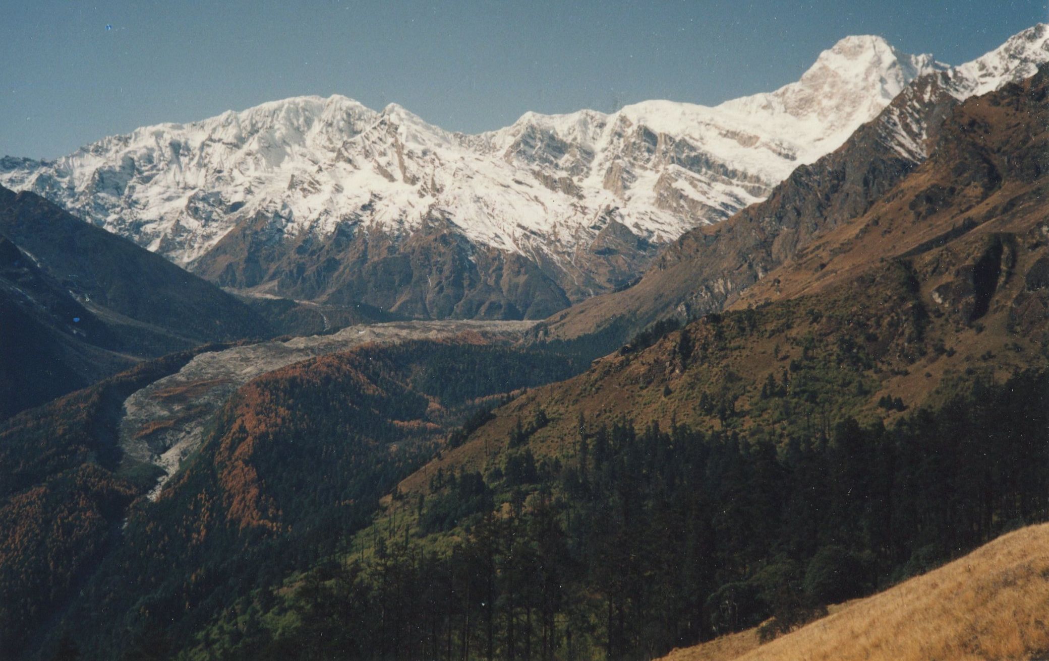 Baudha Peak and Himalchuli above Chuling Glacier