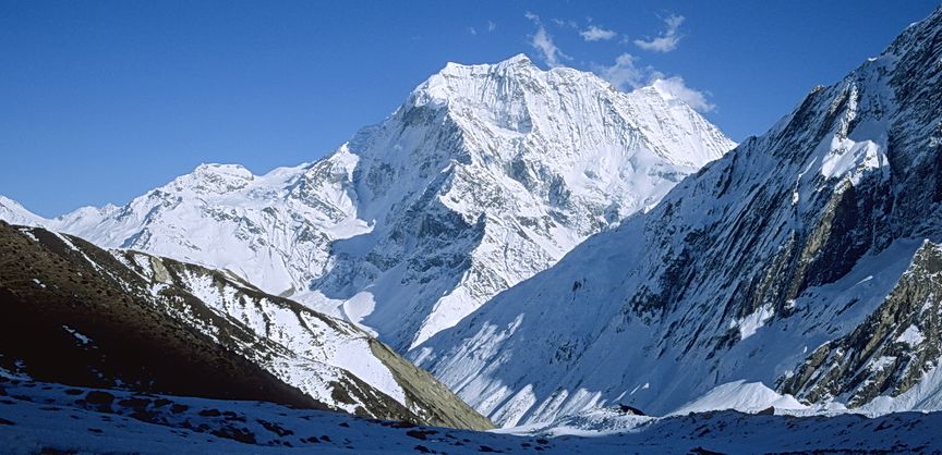 Mt.Pang Puchi on ascent from Samdu to Larkya La