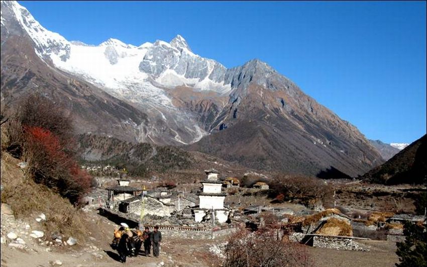 Gompa ( Buddhist Monastery ) in Samagaon Village at head of the Buri Gandaki Valley