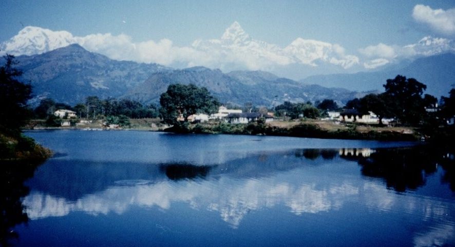 Annapurna Himal and Macchapucchre ( Fishtail Mountain ) from Phewa Tal, Pokhara
