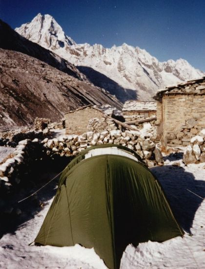 Camp at Na Village in Rolwaling Valley