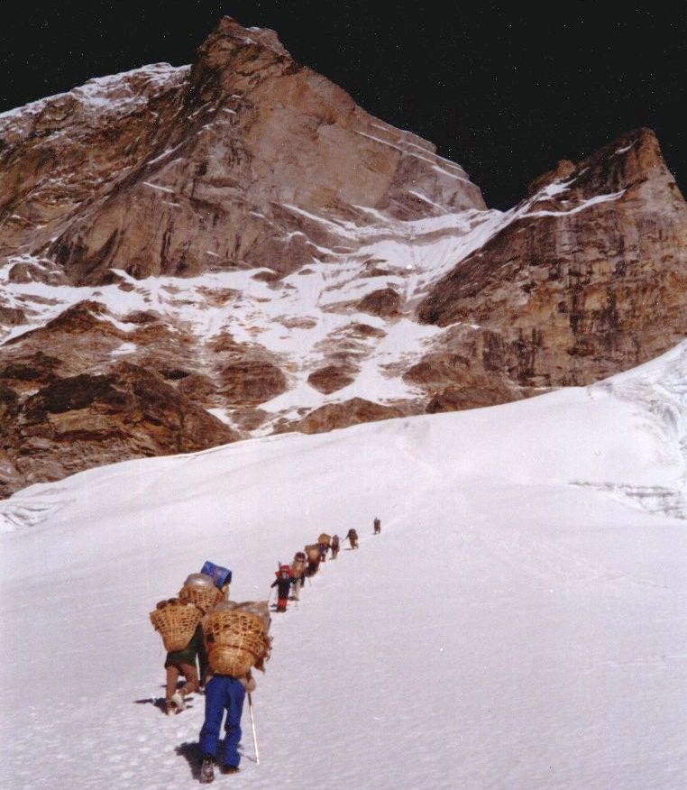 Ascent from Drolamboa Glacier to Trashe Labtse beneath Tengi Kagi Tau