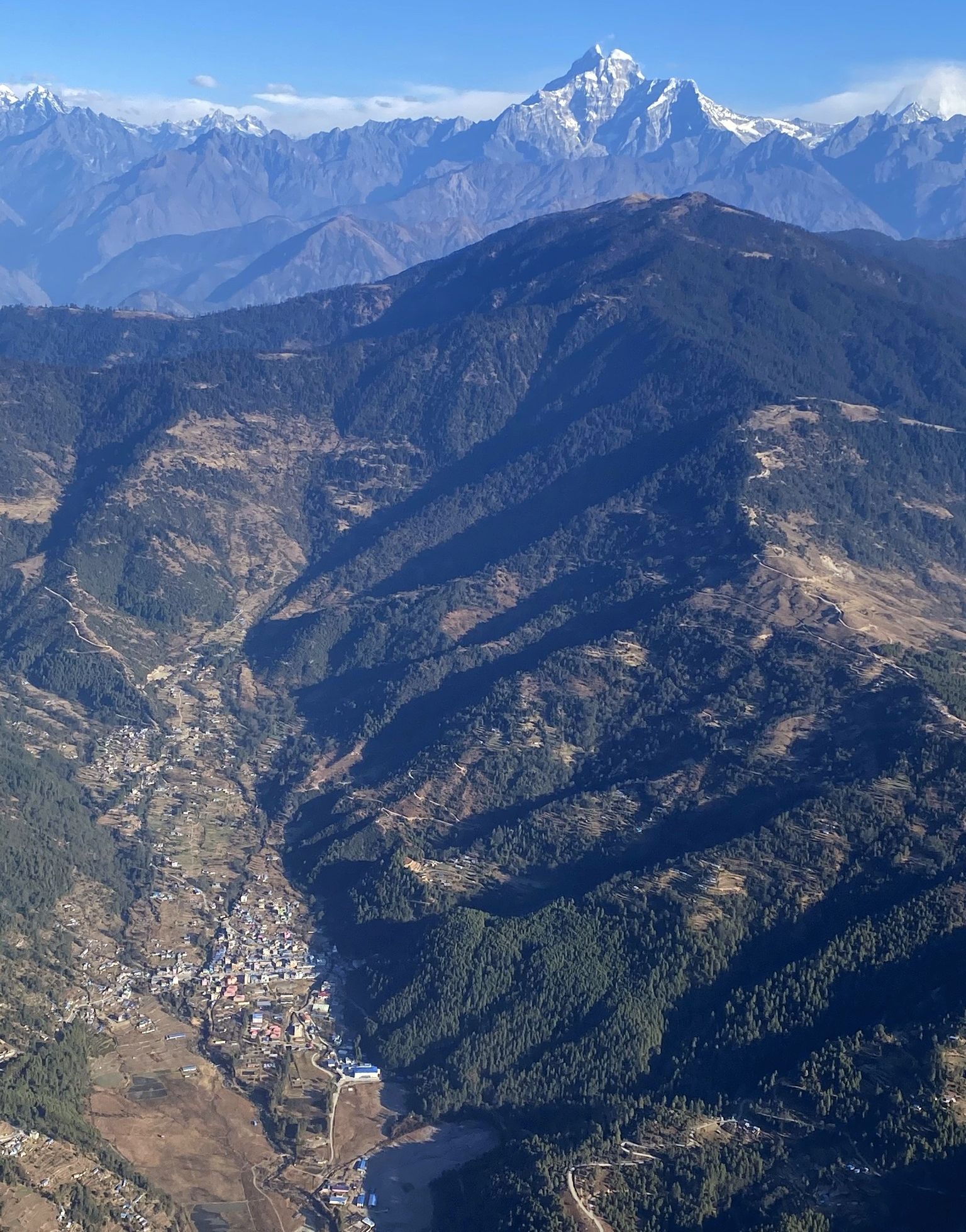 Aerial view of Mount Gauri Shankar