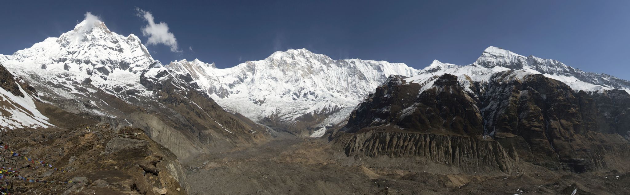 Annapurna South Peak, Annapurna I and Tent Peak above Annapurna Sanctuary