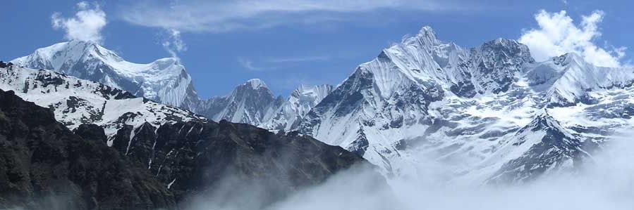 Mount Annapurna III and Gandarba Chuli on approach to the Sanctuary