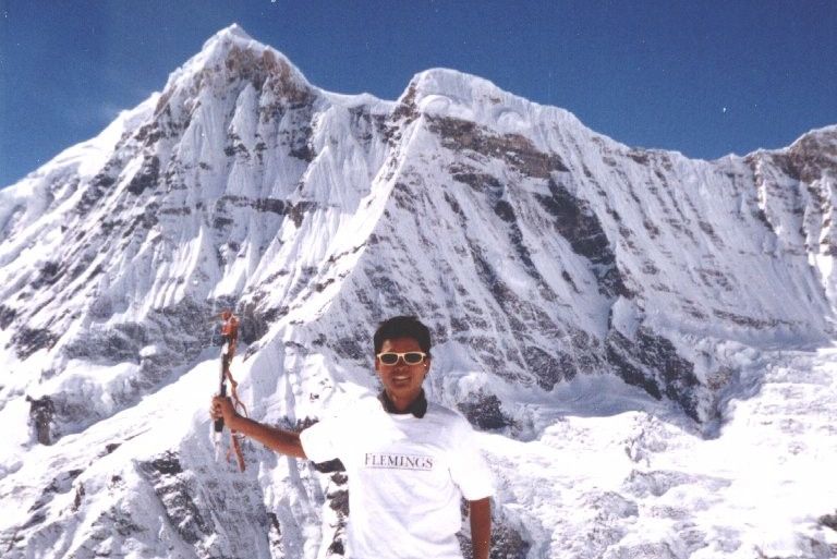 Annapurna South Peak from summit of Rakshi Peak