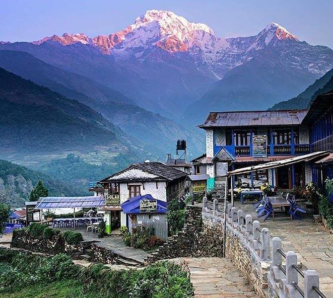 Annapurna South and Hiunchuli from Landrung Village