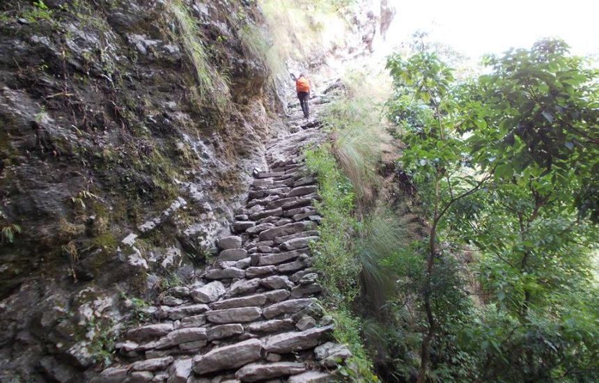 Stone stairway on route to Annapurna Sanctuary