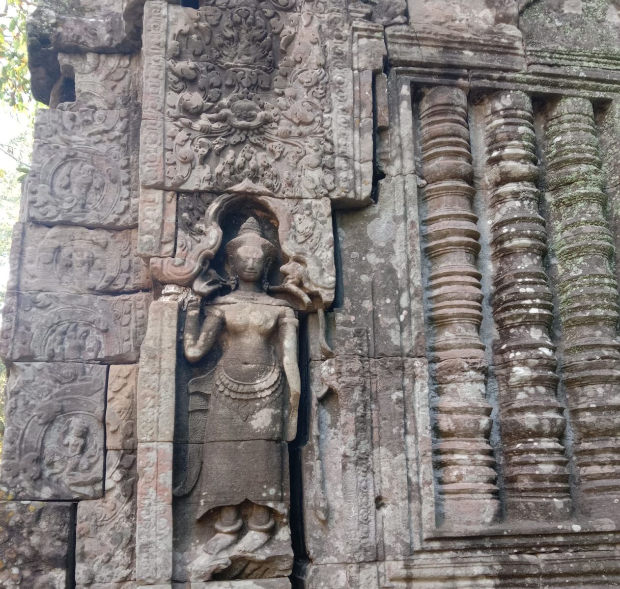 Hindu bas-relief on temple in Angkor Wat in northern Cambodia
