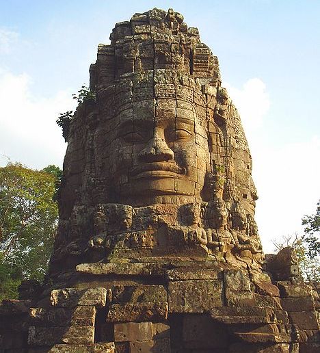 Stone Head at Ta Prohm Temple at Siem Reap in northern Cambodia