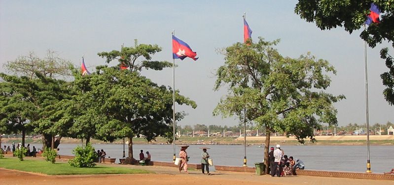 Riverfront along Tonle Sap River in Phnom Penh