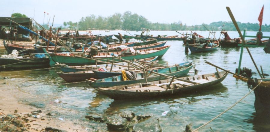 Fishing Boats near Sokha Beach at Sihanoukville in Southern Cambodia