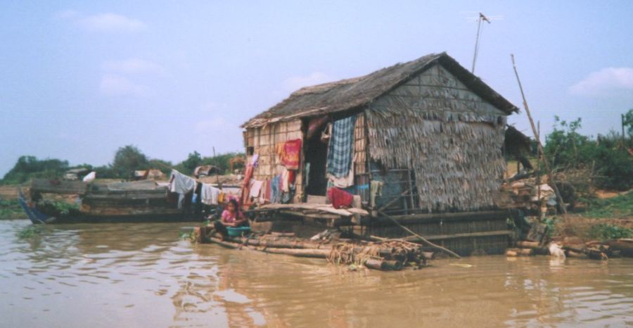 Houseboat on Stung Sangker River in NW Cambodia