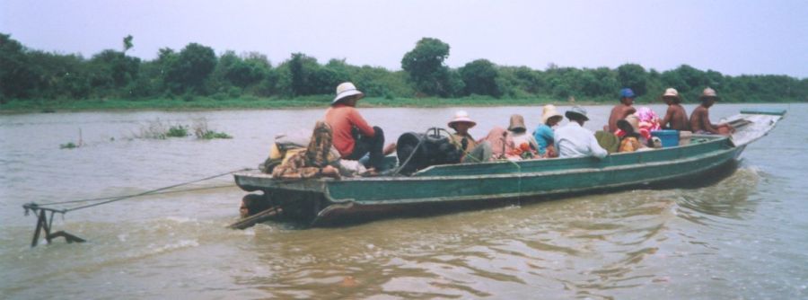 Passenger Boat on Stung Sangker River in NW Cambodia