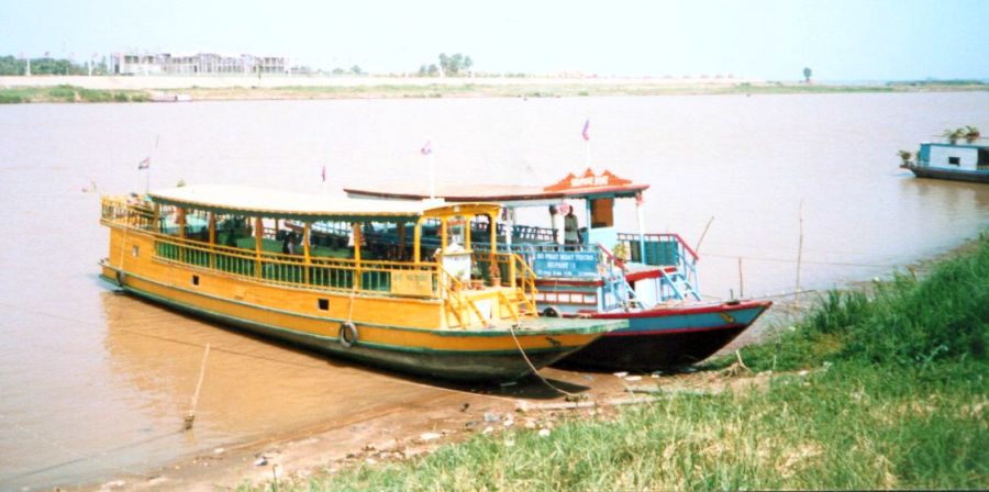 Cruise Boats on Tonle Sap River in Phnom Penh