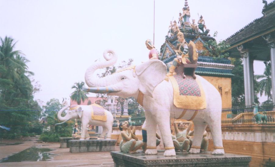 Elephant Statue Sentinels at Wat
Damrey Sar in Battambang in NW Cambodia
