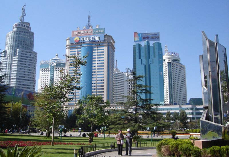 High Rise Buildings from Municipal Square in Kunming
