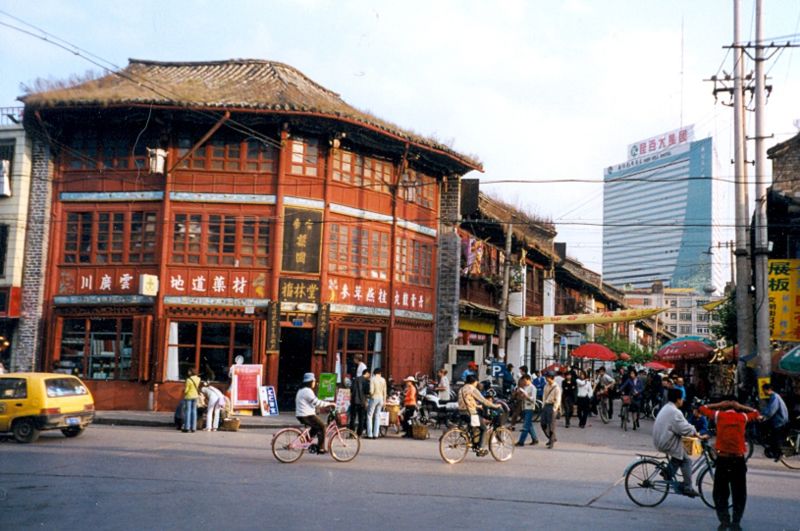 Old Wooden Building in Market area of Kunming