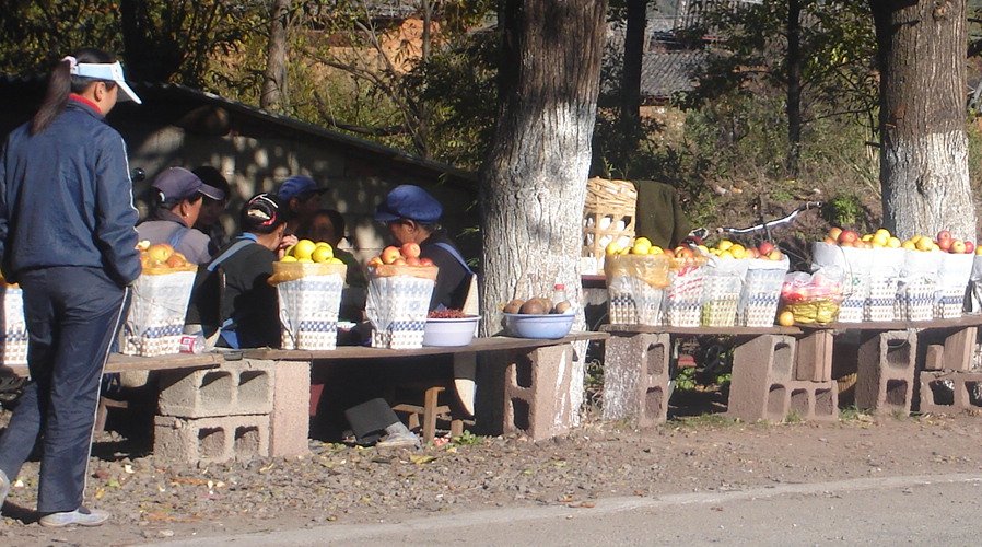 Local Naxi People Road-side Fruit Sellers
