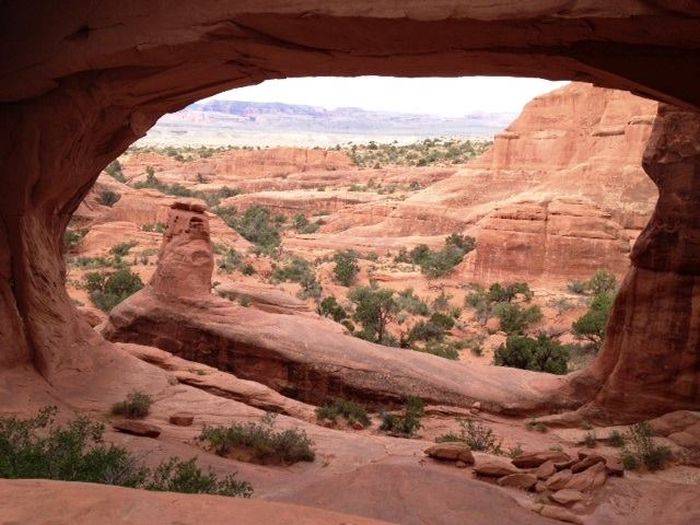 View through Arch in Arches National Park