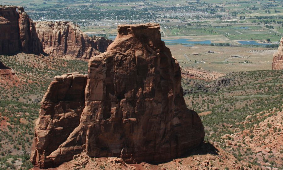 Independence Monument sandstone monolith from the Rim of the World in Colorado National Monument