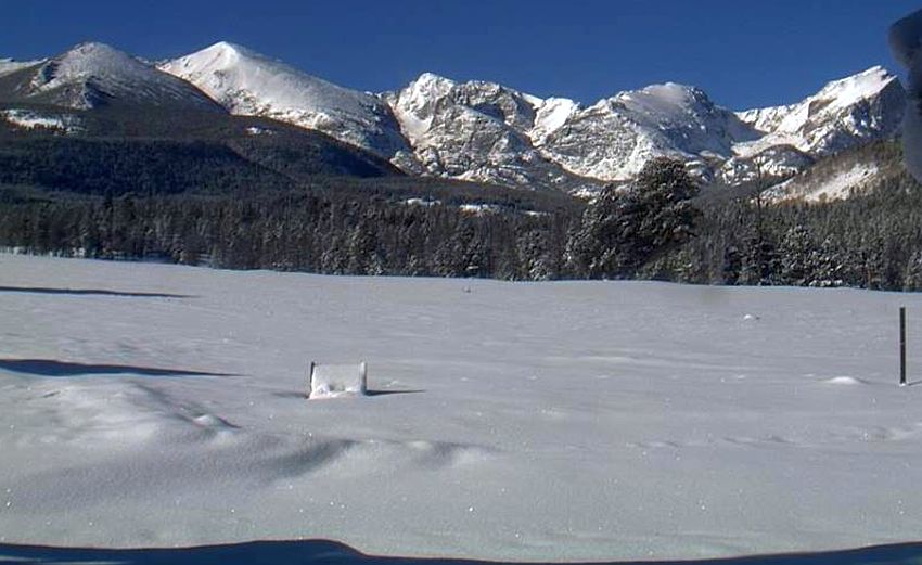 Snow-covered Bear Lake in the Colorado Rocky Mountains
