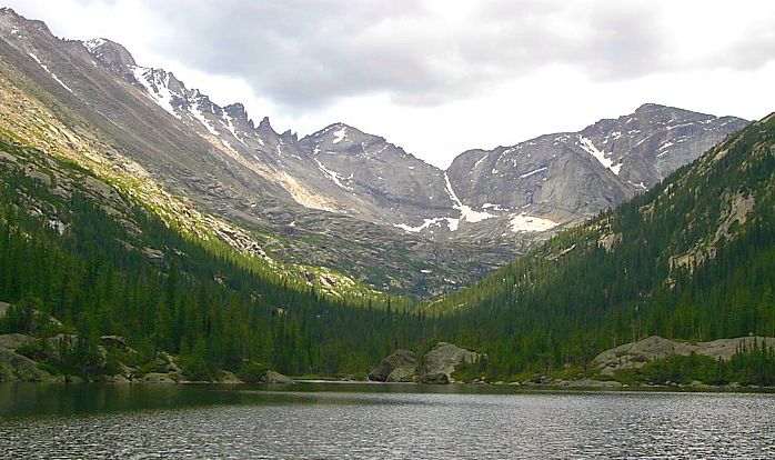 Mills Lake in Glacier Gorge in Colorado Rocky Mountain National Park