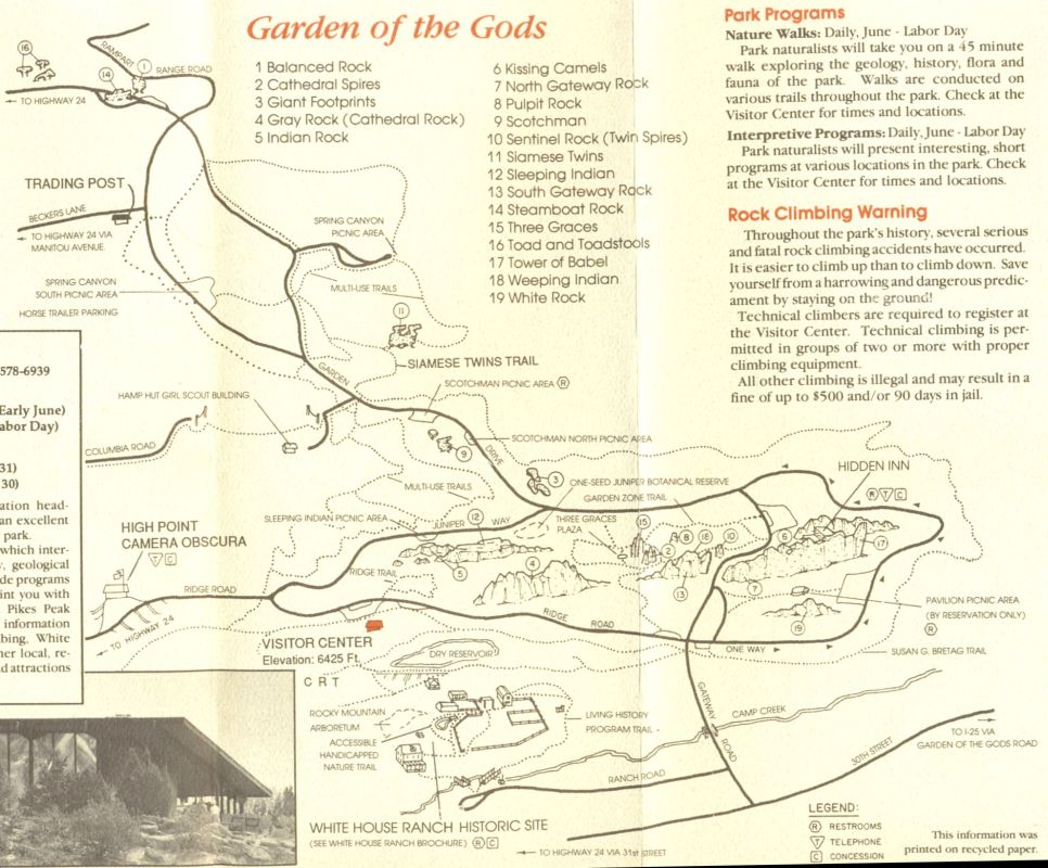 Map of Gardens of the Gods