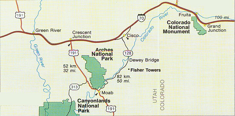 Location Map: Colorado National Monument, Arches and Canyonlands