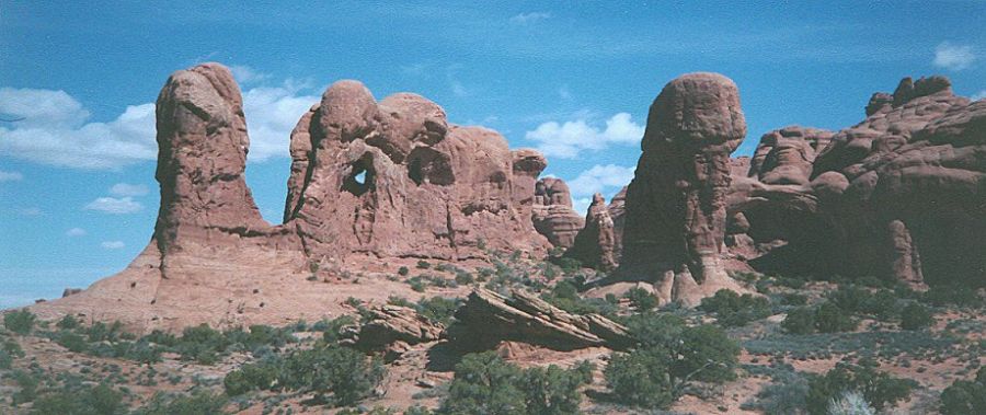 The "Parade of Elephants" sandstone outcrops in Arches National Park in Utah