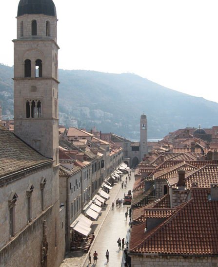 Main Street ( Stradun ) in Dubrovnik Old City in Croatia
