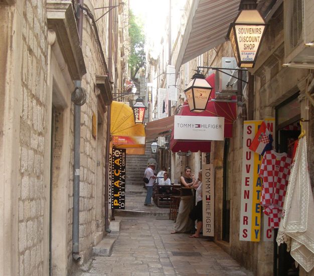 Narrow Street in the Old City of Dubrovnik Dubrovnik on the Dalmatian Coast of Croatia