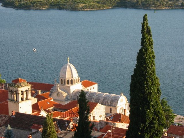 Cathedral from Fort at Sibenik on the Adriatic Coast of Croatia
