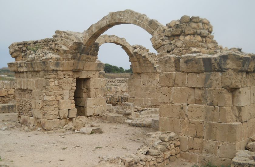 Ruins of the fortress at the Nea Pafos archaeological site in Paphos