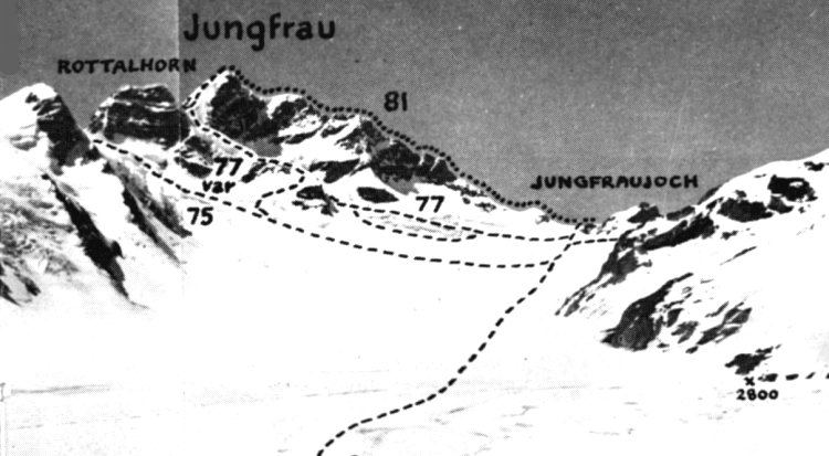 Jungfrau ascent routes from Jungfraujoch