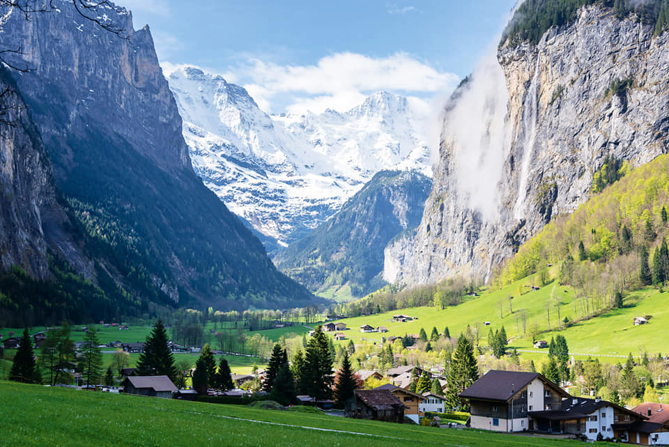Breithorn above the Lauterbrunnen Valley in the Bernese Oberlands of the Swiss Alps