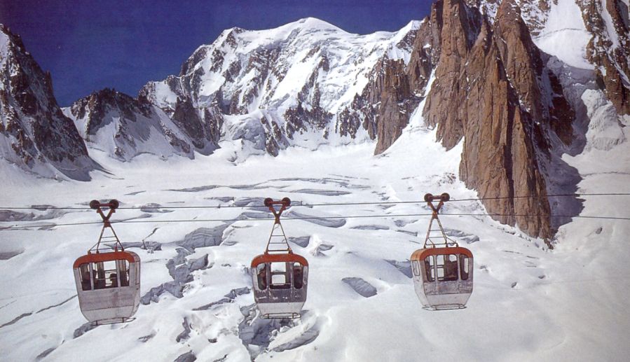 Cable Cars crossing the Mer de Glace