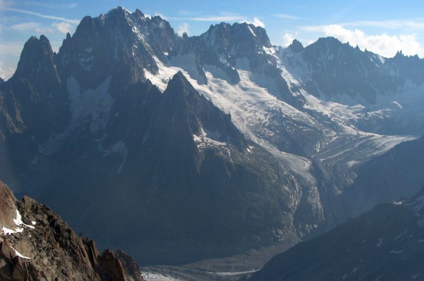 The Aiguille du Dru, the Aiguille Verte and Les Droites in the Mont Blanc Massif
