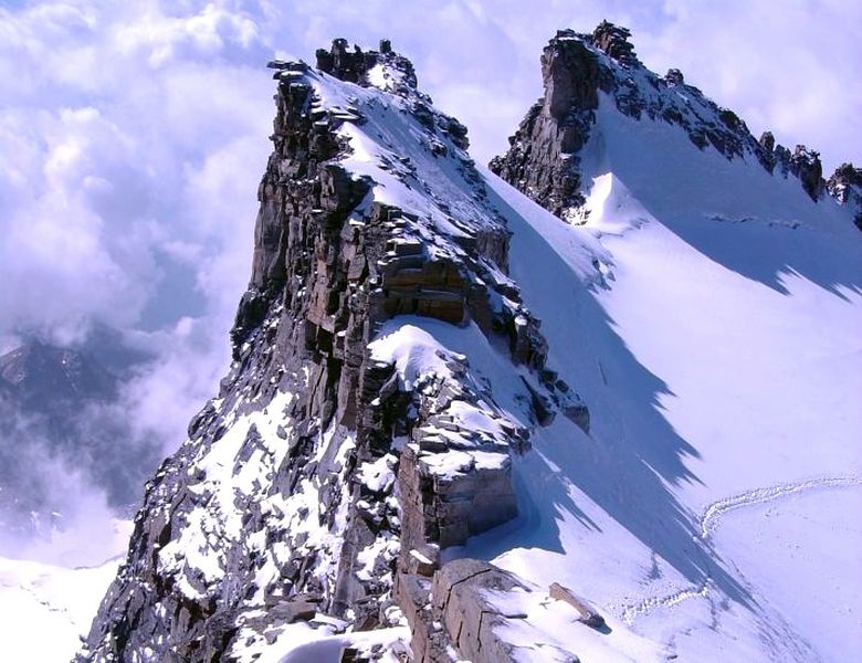 Summit crest of the Gran Paradiso ( 4061m ) - in the Italian Alps