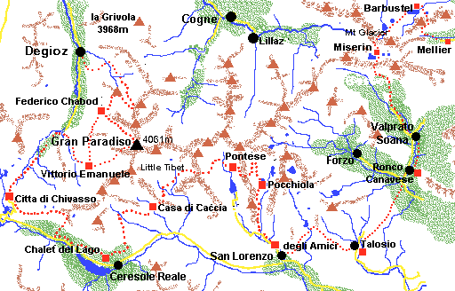 Location Map for the Gran Paradiso in NW Italy