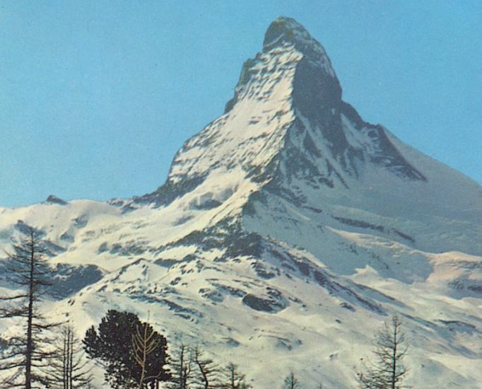 The Matterhorn ( 4484m ) above Zermatt in the Valais Region of the Swiss Alps