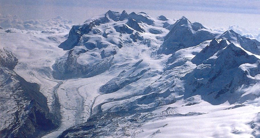 Monte Rosa in Zermatt ( Valais ) region of the Swiss Alps