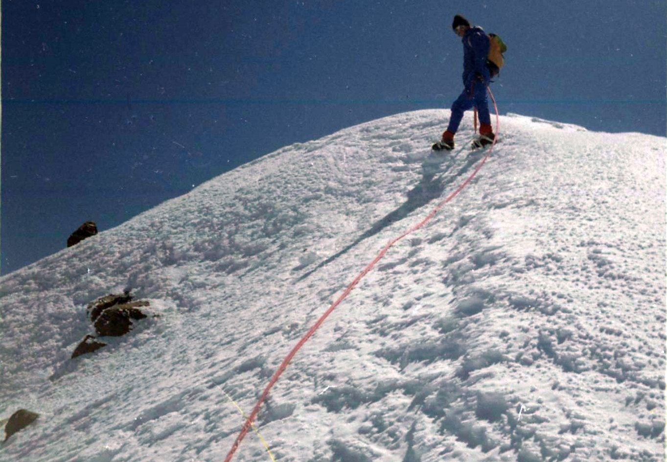 Climber approaching summit of Monte Rosa