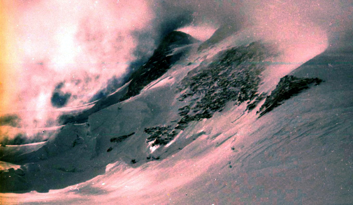 Climbers ascending summit ridge of Monte Rosa
