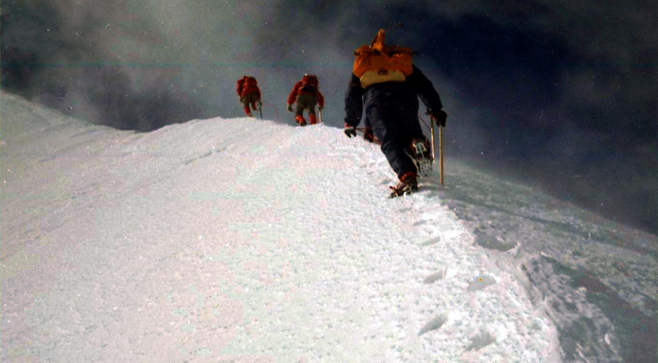 Climbers approaching summit of Monte Rosa