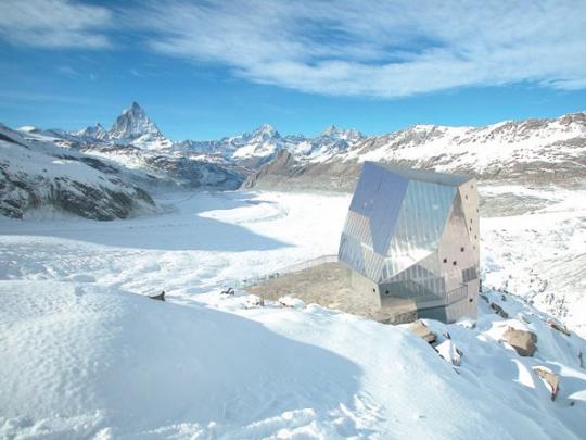 New Monte Rosa hut in the Zermatt region of the Swiss Alps