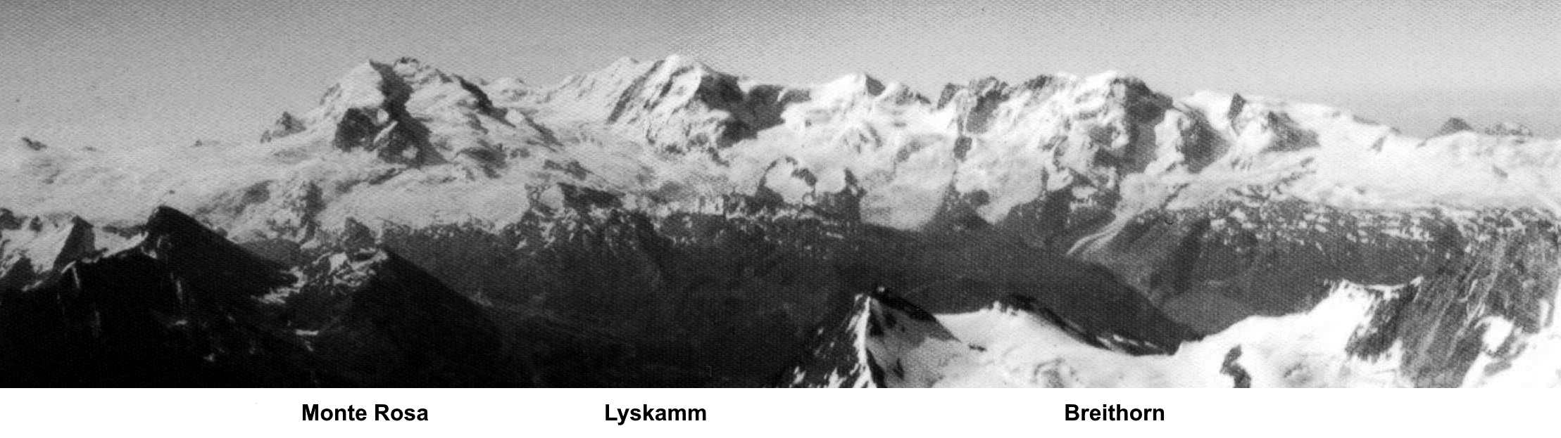 Monte Rosa, Lyskamm and Breithorn from the Weisshorn