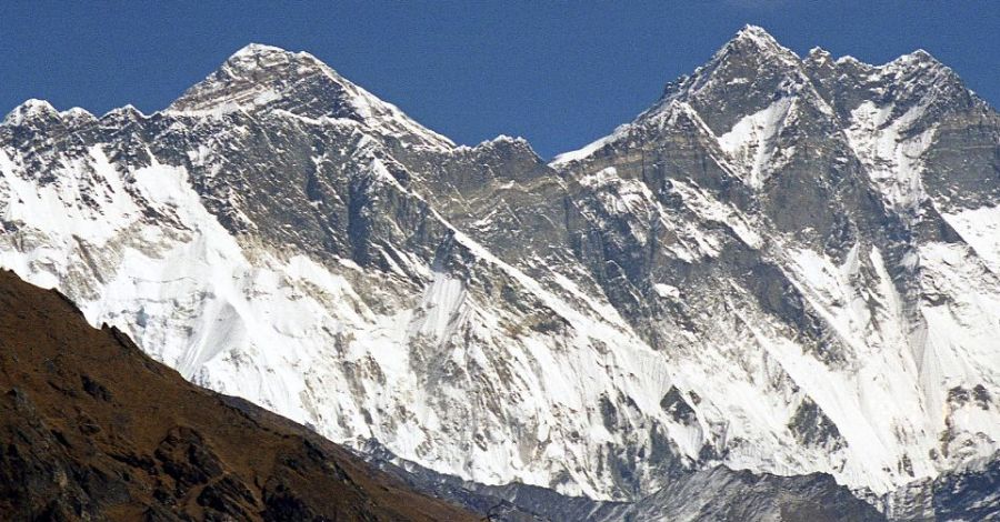 Nuptse, Everest & Lhotse from Namche Bazaar