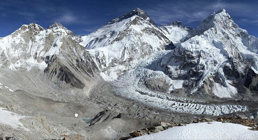 Everest and Nuptse above the Khumbu Gacier