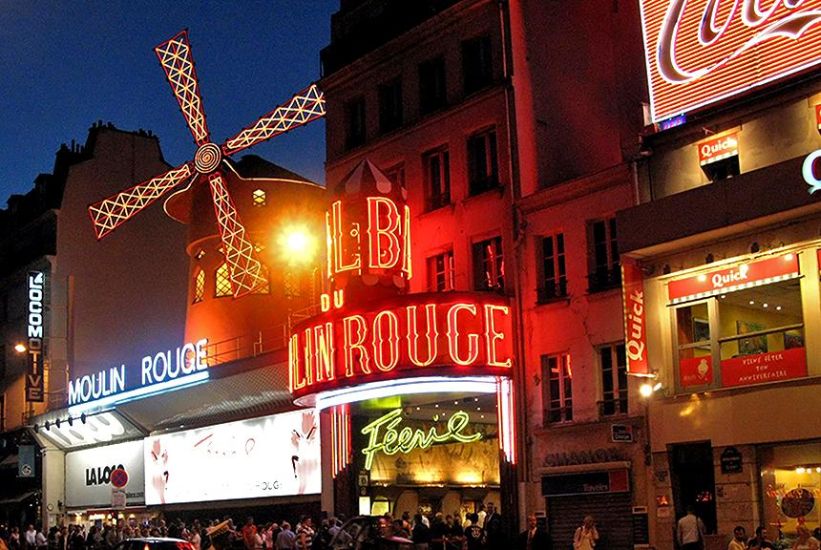 Moulin Rouge illuminated at night